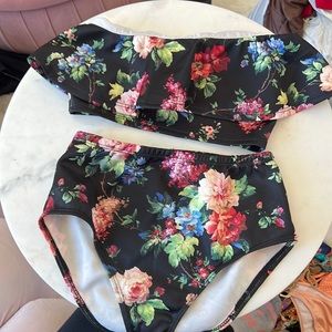 Floral Swimsuit S/M Top and Bottom